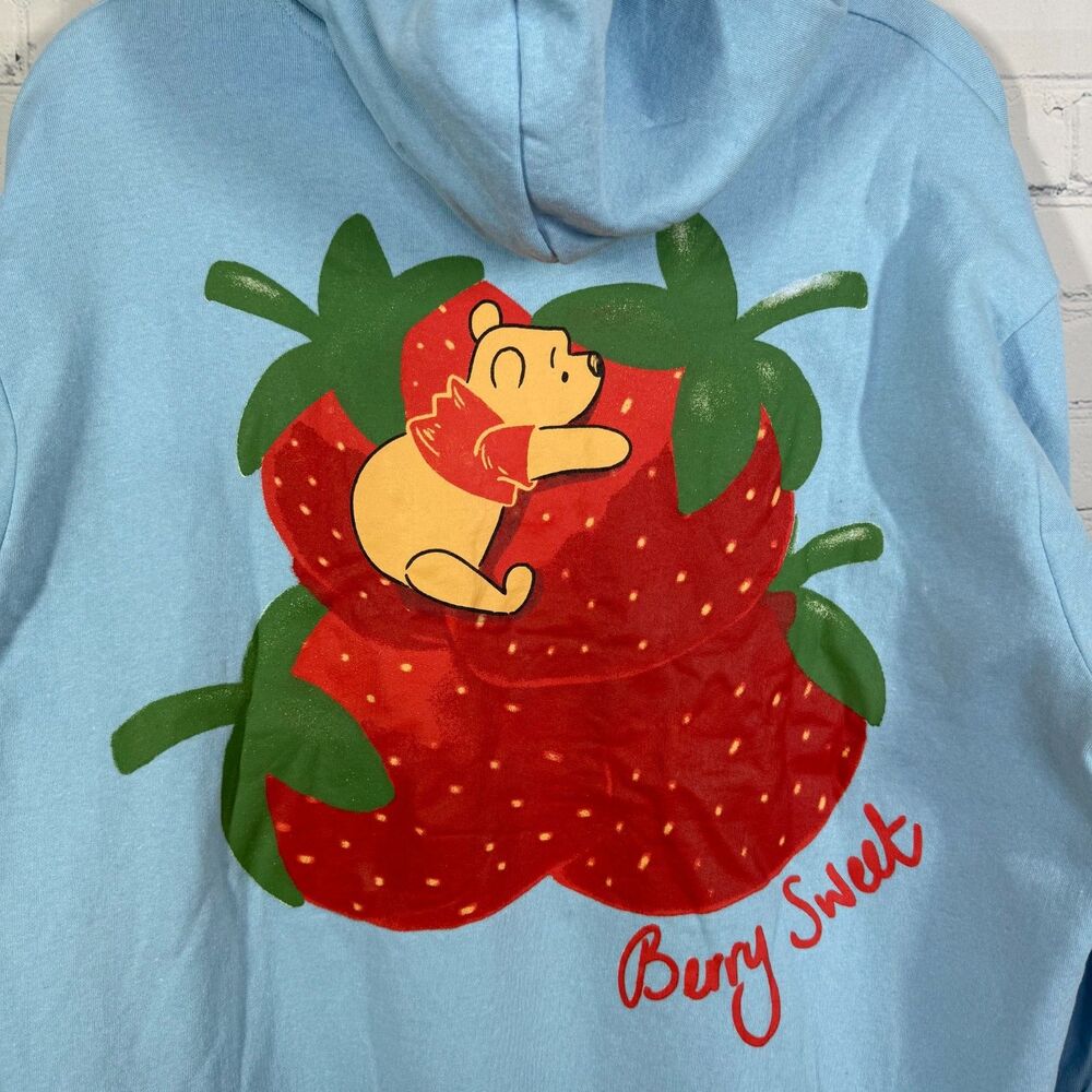 Winnie The Pooh Hoodie Women XL Blue Disney Collectible Run Outdoor Berry Sweet - Picture 3 of 11